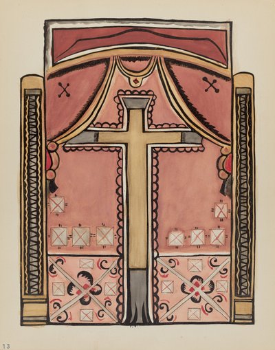 Planche 13 : Dessins avec croix, Chimayo : Du portfolio "Dessins coloniaux espagnols du Nouveau-Mexique" - American 20th Century