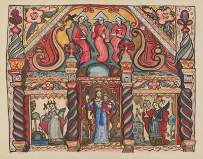 Planche 21 : Retable principal : Du portfolio "Designs coloniaux espagnols du Nouveau-Mexique" - American 20th Century