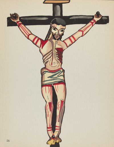 Planche 26 : Christ crucifié : Du portfolio "Dessins coloniaux espagnols du Nouveau-Mexique" - American 20th Century