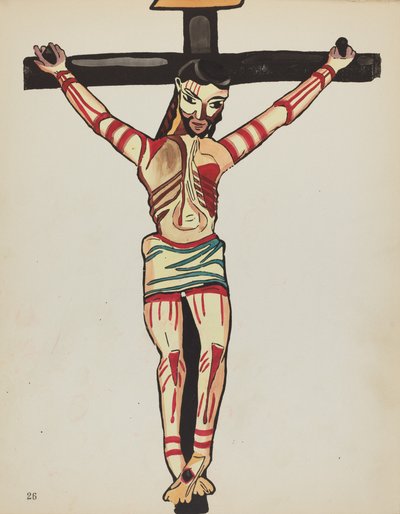 Planche 26 : Christ crucifié, Taos : du portfolio "Dessins coloniaux espagnols du Nouveau-Mexique" - American 20th Century