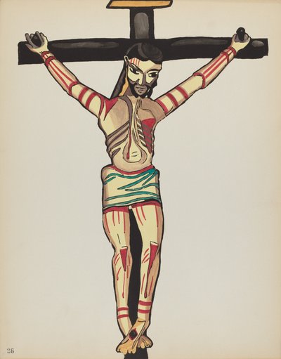 Christ crucifié, Taos: De Portfolio "Dessins coloniaux espagnols du Nouveau-Mexique" - American 20th Century