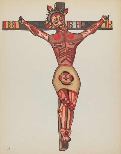 Planche 27 : Christ crucifié : Du portfolio "Dessins coloniaux espagnols du Nouveau-Mexique" - American 20th Century