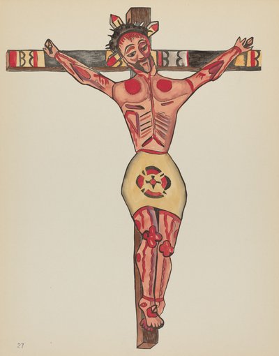 Planche 27 : Christ crucifié : Du portfolio "Designs coloniaux espagnols du Nouveau-Mexique" - American 20th Century