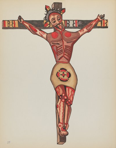 Planche 27 : Christ crucifié : Du portfolio "Dessins coloniaux espagnols du Nouveau-Mexique" - American 20th Century