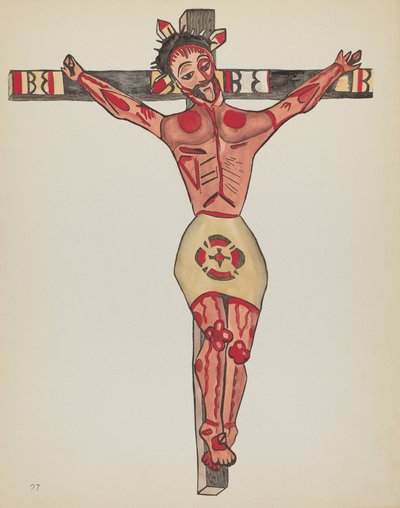 Planche 27 : Christ crucifié, Mora : Du portfolio "Dessins coloniaux espagnols du Nouveau-Mexique" - American 20th Century