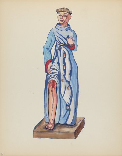 Planche 36 : Saint Roch : Du portfolio "Dessins coloniaux espagnols du Nouveau-Mexique" - American 20th Century