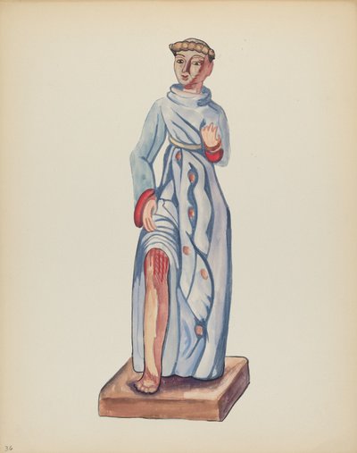 Planche 36 : Saint Roch : Du portfolio "Dessins coloniaux espagnols du Nouveau-Mexique" - American 20th Century