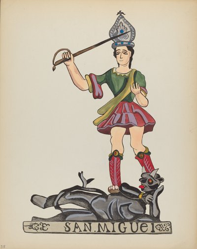 Planche 38 : Saint Michel : Du portfolio "Dessins coloniaux espagnols du Nouveau-Mexique" - American 20th Century