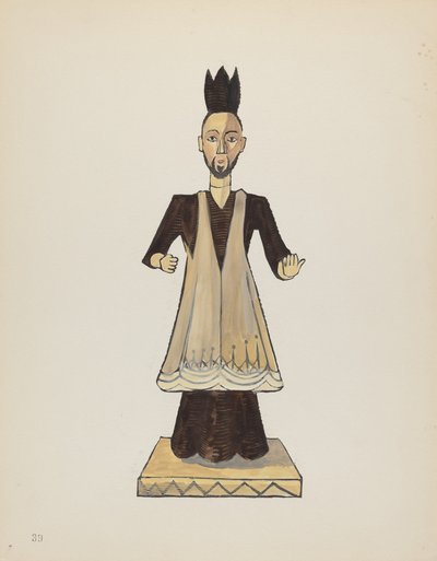 Planche 39 : St. John Nepomuk Bulto : Du portfolio "Spanish Colonial Designs of New Mexico" - American 20th Century