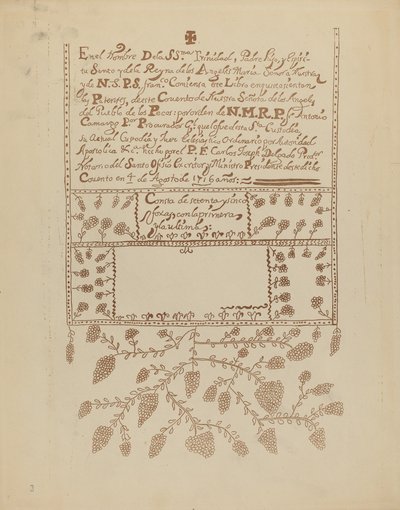 Planche 3 : Livre des Visites de Pecos : Du Portfolio "Dessins coloniaux espagnols du Nouveau-Mexique" - American 20th Century