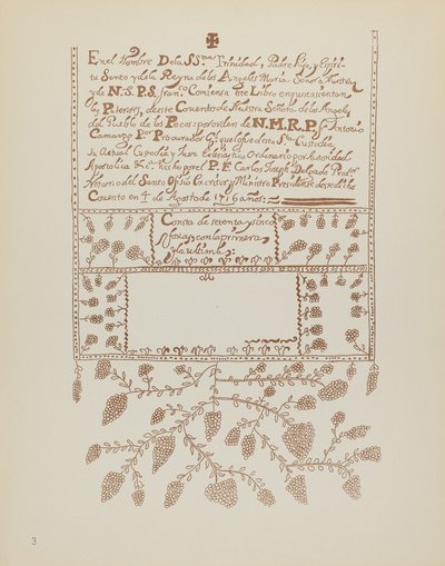 Planche 3 : Livre des Visites de Pecos : Du Portfolio "Dessins Coloniaux Espagnols du Nouveau-Mexique" - American 20th Century