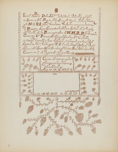 Planche 3 : Livre des visites de Pecos : Du portfolio "Dessins coloniaux espagnols du Nouveau-Mexique" - American 20th Century