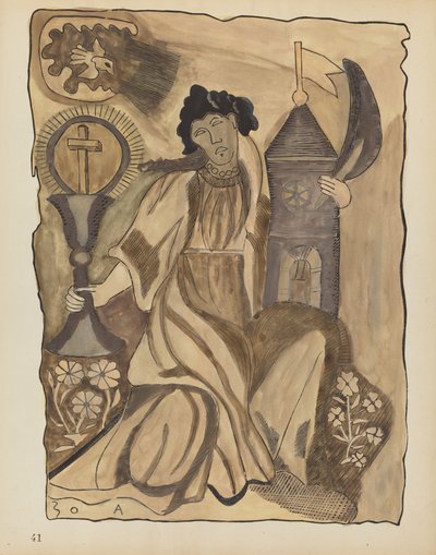 Planche 41 : Sainte Barbe : Du portfolio "Designs coloniaux espagnols du Nouveau-Mexique" - American 20th Century