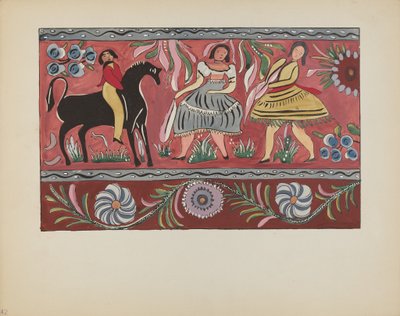 Planche 42 : Motif de Coffre Peint : Du Portfolio "Designs Coloniaux Espagnols du Nouveau-Mexique" - American 20th Century
