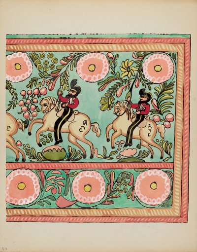 Planche 43 : Design de coffre peint : Du portfolio "Designs coloniaux espagnols du Nouveau-Mexique" - American 20th Century