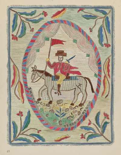 Planche 45 : Couvre-lit brodé (Saint-Jacques) : Du portfolio "Dessins coloniaux espagnols du Nouveau-Mexique" - American 20th Century