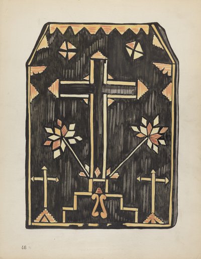 Planche 46 : Dessin en paille appliquée : Du portfolio "Dessins coloniaux espagnols du Nouveau-Mexique" - American 20th Century