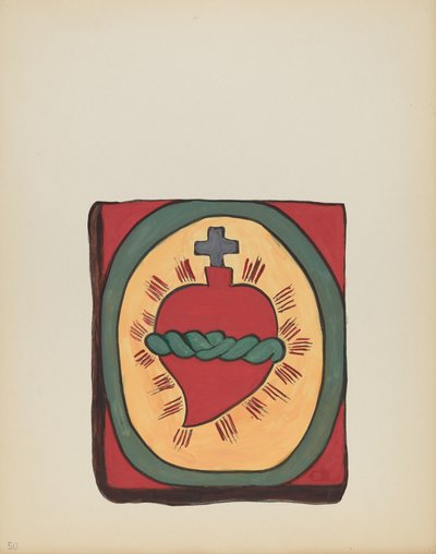 Planche 50 : Sacré-Cœur : Du portfolio "Designs coloniaux espagnols du Nouveau-Mexique" - American 20th Century