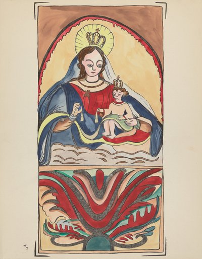 Planche 7 : Notre-Dame du Mont Carmel : Du portfolio "Dessins coloniaux espagnols du Nouveau-Mexique" - American 20th Century