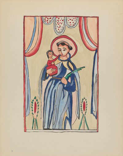Planche 8 : Saint Antoine de Padoue : Du portfolio "Dessins coloniaux espagnols du Nouveau-Mexique" - American 20th Century