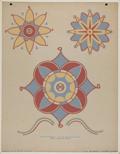 Décoration de plafond de la mission San Juan Capistrano du portfolio "Art décoratif de la Californie espagnole" - American 20th Century