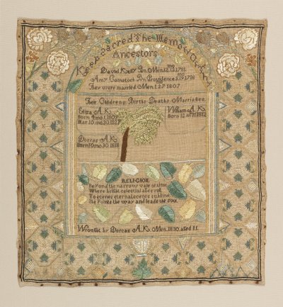 Échantillon de registre familial - American Dorcas A. Kelly