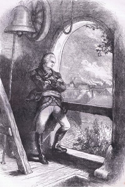 Arnold observant la destruction de la Nouvelle-Angleterre, illustration de l