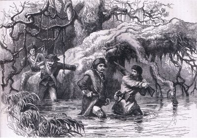 Clarke et ses soldats traversant le Wabash, illustration de l