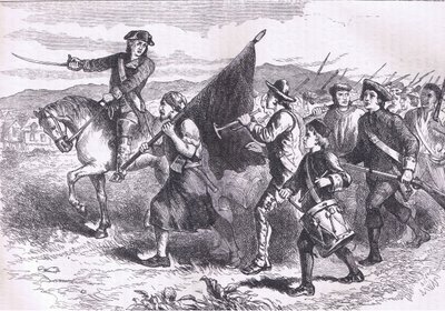 La foule à Springfield avec le drapeau noir, illustration de l