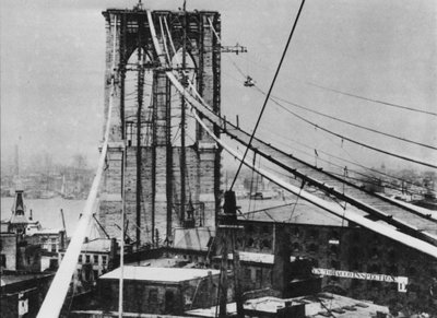 Pont de Brooklyn, New York, en construction, vers 1880 - American Photographer (after)