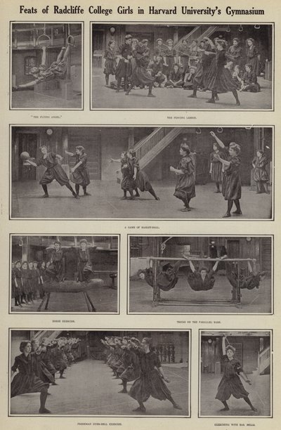 Exploits des filles du Radcliffe College dans le gymnase de l