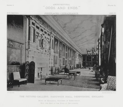 Cheminée : La Galerie des Images, Hardwick Hall, Derbyshire, Angleterre - American Photographer (after)
