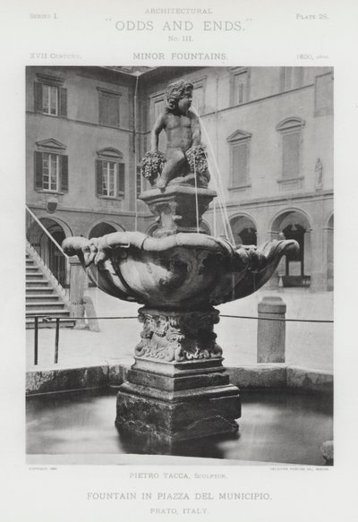 Fontaine sur la Piazza Del Municipio, Prato, Italie - American Photographer (after)