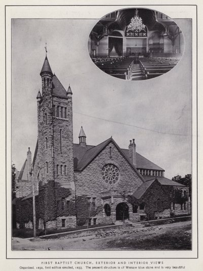 Jamestown, NY : Première Église Baptiste, vues extérieures et intérieures - American Photographer (after)