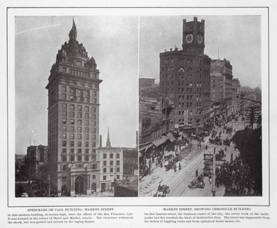 San Francisco : Spreckles ou Call Building, Market Street ; Market Street, montrant le Chronicle Building (photo n/b) - American Photographer (after)