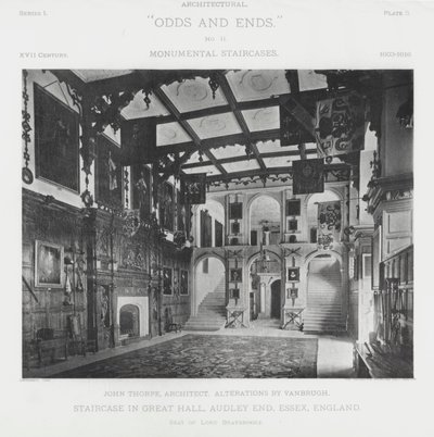 Escalier dans le Grand Hall, Audley End, Essex, Angleterre - American Photographer (after)
