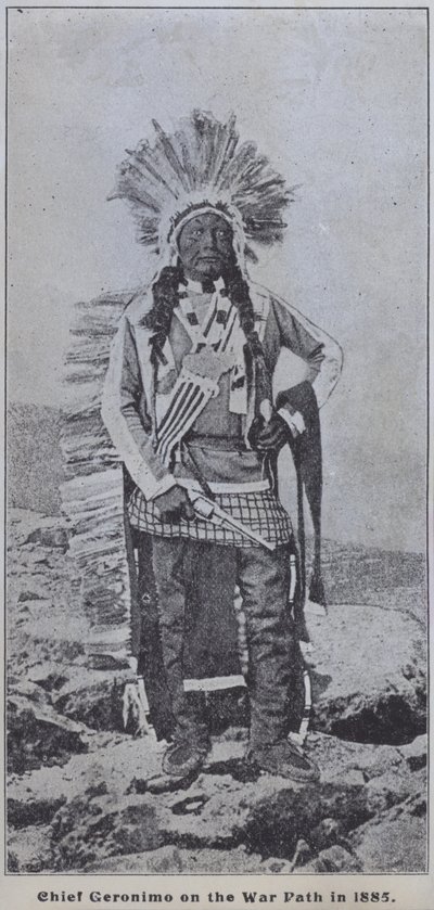 Le chef apache Geronimo sur le sentier de la guerre en 1885 - American Photographer (after)