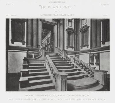 Escalier du vestibule de la Biblioteca Laurenziana, Florence, Italie - American Photographer (after)