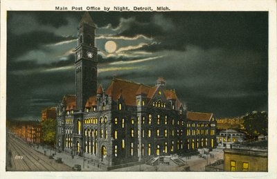 Main Post Office by Night, Detroit, Michigan (photo couleur) - American Photographer