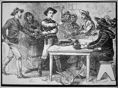 Les Texas Rangers arrêtant un hors-la-loi mexicain, vers 1880 (gravure) - American Photographer