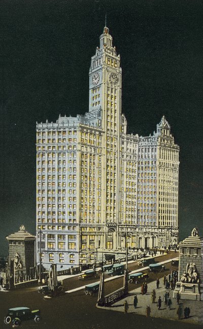 Wrigley Building, sections sud et nord, de nuit - American Photographer