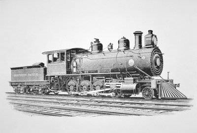 Une locomotive de type Consolidation 2-8-0 construite par Baldwin en juin 1889 pour le Northern Pacific Railway - American School