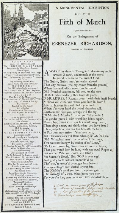 Inscription monumentale du 5 mars 1772 - American School