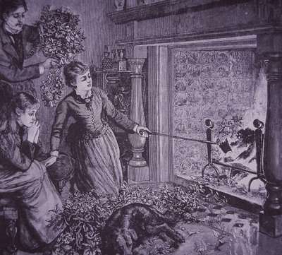 Une famille brûle des branches de Noël et fait des toasts - American School