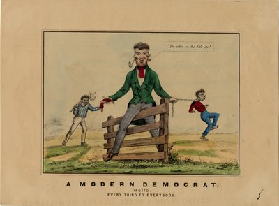 Un démocrate moderne : devise : tout pour tout le monde, signé sur pierre : HAP, publié à Dubuque, Iowa, vers 1860 - American School