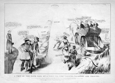 Vue du courrier de la banque en route vers le Capitole pour renouveler sa charte, 1834 - American School