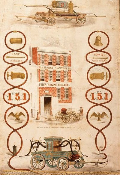 Publicité pour Abraham Vanness, constructeur de pompes à incendie et fabricant d