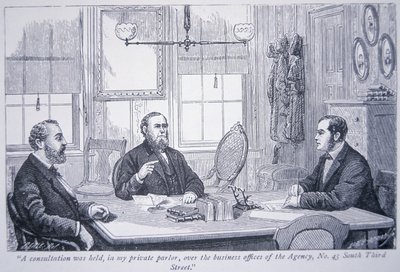 Allan Pinkerton en consultation avec des clients dans son bureau de Philadelphie - American School