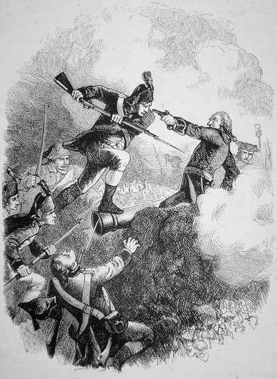 Le général américain Anthony Wayne capturant le bastion britannique à Stony Point avec une attaque à la baïonnette audacieuse en juillet 1779 - American School
