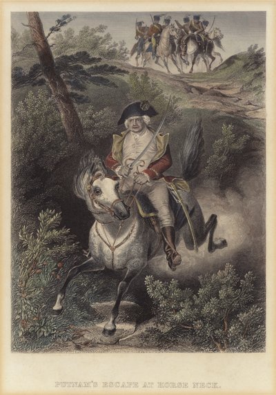 La fuite du général américain Israel Putnam des Britanniques à Horse Neck, Connecticut, Guerre d